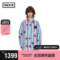 英克斯（inxx）潮牌春宽松休闲条纹长袖衬衣衬衫XCE1040113 混色条纹 M