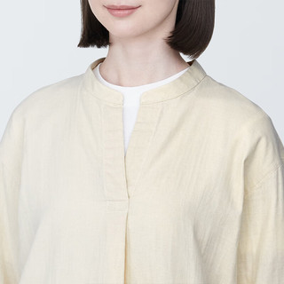 无印良品（MUJI） 女式 木棉混双层纱织五分袖束腰长上衣 内搭早春 BC2J1C4S 原色 M(160/84A)