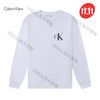 Calvin Klein美国CK 男士纯棉长袖圆领休闲印花时尚打底T恤秋冬 白色 美码S(120-140斤)