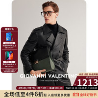 卓凡尼·华伦天奴(GIOVANNI VALENTINO)商务休闲男士真皮皮衣外套中长款头层牛皮
