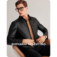 卓凡尼·华伦天奴(GIOVANNI VALENTINO)休闲男士真皮皮衣外套头层牛皮翻领夹克 黑色 XL(180/96A) XL(180/100A)