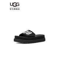 UGG 女士舒适休闲厚底简约字母时尚沙滩凉拖鞋 1110110 黑色/银色 36