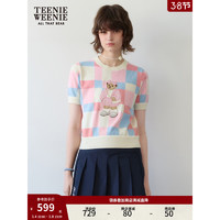 Teenie Weenie小熊卡通格纹毛衣女2024夏季女毛衫 粉色 175/XL