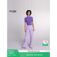 Maje2024早春女装多巴胺紫色半高领修身针织上衣MFPPU00762 紫色 T3