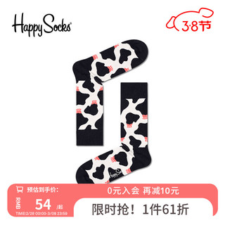 Happy Socks 袜子女秋季袜子男ins潮牌可爱奶牛潮袜百搭透气外穿中筒袜 黑色奶牛 36-40