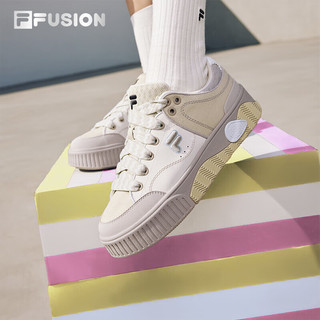 FILA FUSION斐乐潮牌女鞋STACK场下滑板鞋2024春厚底鞋运动鞋 国绿黄/银云灰-CS（补货） 38.5