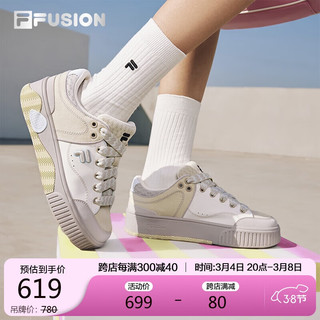 FILA FUSION斐乐潮牌女鞋STACK场下滑板鞋2024春厚底鞋运动鞋 国绿黄/银云灰-CS（补货） 38.5