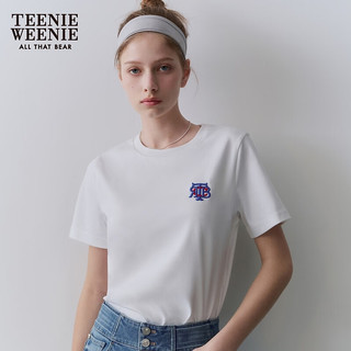 Teenie Weenie小熊女装2024春季休闲简约徽章刺绣短袖T恤白色 白色 160/S