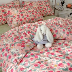IVYKKI 艾维 全棉印花三/四件套100棉家用学生宿舍床上用品纯棉被套床单