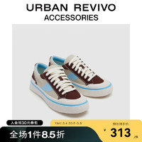 URBAN REVIVO2024春季男士时尚撞色圆头运动鞋UAMS40016 浅卡其 / 棕色 / 天蓝 40