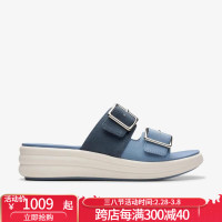 其乐（Clarks）女蓝色拖鞋减震支撑防滑吸汗 时尚百搭精致通勤逛街26177852 Denim 9=40