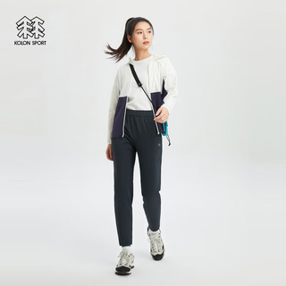 KOLON SPORT可隆全松紧腰头女子抗菌防泼水SLIM FIT弹力针织长裤 黑色BK 165/M