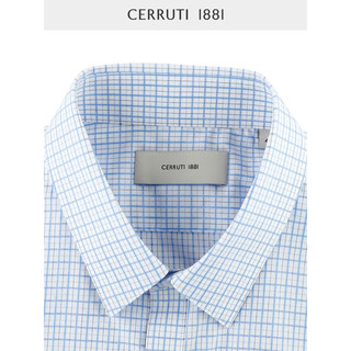 CERRUTI 1881男装早春商务休闲纯棉格纹长袖衬衫男C4839EI121 浅蓝 43