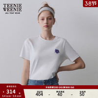 Teenie Weenie小熊女装2024春季休闲简约徽章刺绣短袖T恤白色 白色 165/M