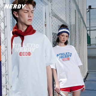 NERDY季短袖T恤Athletic logo 网球主题宽松休闲女 白色 L