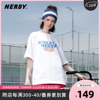 NERDY季短袖T恤Athletic logo 网球主题宽松休闲女 白色 M