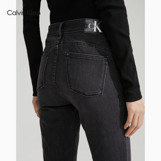 Calvin Klein Jeans24春季女士休闲高腰合体紧身做旧水洗牛仔裤J223369 1BY-牛仔深灰 30