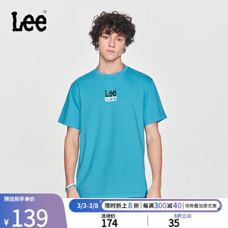 Lee24春夏舒适版型撞色字母印花圆领男短袖T恤潮LUT0055314LE 蓝色（尺码偏大，拍小一码） XXL