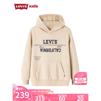 Levi's 李维斯童装男童连帽加绒卫衣摇粒绒保暖儿童上衣 浅卡其色 130/64