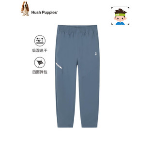 暇步士（Hush Puppies）童装儿童男童2024春夏速干梭织长裤弹力舒适透气清爽休闲 钻石黑 105cm