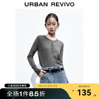 UR2024春季女装时尚通勤气质百搭圆领针织开衫UWB940001 花灰 XL