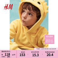 H&M童装男童2024春季休闲潮流连帽卫衣贴花抓绒连帽衫1206433 黄色/Squishmallows 130/64