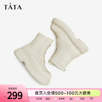 TATA 他她 绑带瘦瘦弹力马丁靴女厚底短靴秋冬加绒2022新款G5GA2DD2