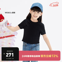 little MO&Co.抑菌 little moco童装24春女童新中式盘扣短袖T恤KBD1TEET18 黑色  160/76