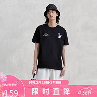 卡帕（Kappa）复古短袖2024新款男夏运动休闲T恤简约半袖K0E32TD01D 黑色-990 M