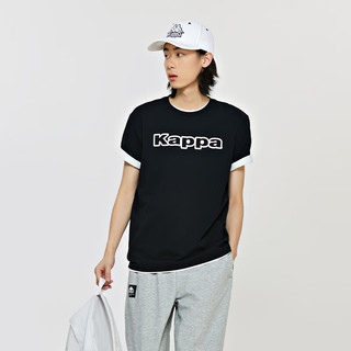 卡帕（Kappa）复古运动短袖2024新款男字母印花T恤休闲半袖K0E12TD01 黑色-990 S