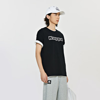 卡帕（Kappa）复古运动短袖2024男字母印花T恤休闲半袖K0E12TD01 黑色-990 S