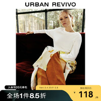 URBAN REVIVO UR2024春季女装日常休闲简约百搭圆领宽松长袖T恤UWH440028 米白 L