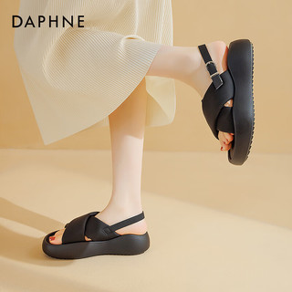 达芙妮（DAPHNE）超厚软底沙滩凉鞋女2024夏季新款百搭配裙子设计感舒适休闲凉鞋女 黑色 37