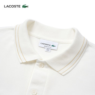 LACOSTE法国鳄鱼男士24纯色简约商务休闲翻领POLO短袖|PH0542 70V/米白色 7 /185