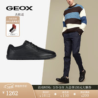 GEOX杰欧适男鞋2024年春夏纯色商务系带舒适休闲皮鞋U363QA 黑色C9999 43