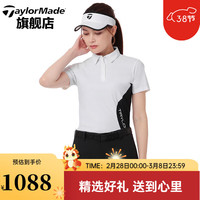 Taylormade泰勒梅高尔夫服装2024女士户外运动上衣休闲时尚短袖POLO衫 M19709 白色 L