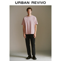 UR2024夏季男装简约基础休闲百搭棉质圆领短袖T恤UMB440003 灰粉色 L