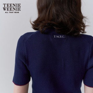 Teenie Weenie小熊女装2024春季简约学院风短袖毛针织衫 藏青色 160/S