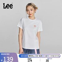 Lee24春季标准版圆领渐变Logo印花女短袖T恤休闲LWT0082294LE 白色 L