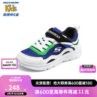 Skechers斯凯奇童鞋2024春男童网面透气运动鞋舒适轻便休闲鞋405283L 蓝色/多彩色/BLMT