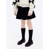 little MO&Co.little moco童装24春装女童丝绒百褶短裙半身裙子KBD1SKT014 黑色 140/58