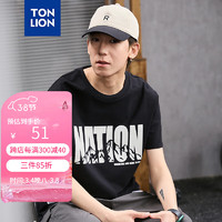 唐狮 TONLION2024夏季男户外字母图案休闲运动圆领短袖T恤