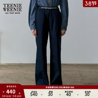 Teenie Weenie小熊2024年莱卡弹力长裤直筒裤阔腿裤休闲裤宽松裤子 藏青色 155/XS