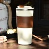 格律（GELU）咖啡杯便携车载保温杯不锈钢水杯大容量男女随行杯陶瓷涂层内胆 500ml-米白色