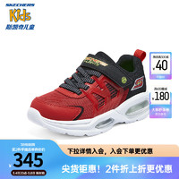 斯凯奇（Skechers）红色新年男童闪灯鞋舒适气垫休闲鞋中大童运动鞋子400090L 红色/黑色/RDBK 32码