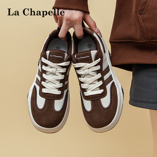La Chapelle 女鞋美拉德德训鞋女2024春季小众设计感休闲百搭厚底板鞋女 LA-L201杏色 37