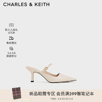 CHARLES&KEITH24春季一字带尖头高跟穆勒鞋女CK1-60361497 Nude肉色 34