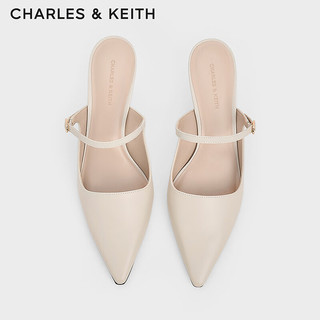 CHARLES&KEITH24春季一字带尖头高跟穆勒鞋女CK1-60361497 Nude肉色 34