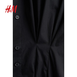 H&M2024春季女装时尚休闲收腰款衬衫式连衣裙1222235 黑色 155/80A XS
