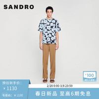 SANDRO2024早春男装法式时尚花卉撞色装饰T恤上衣SHPTS01377 47/蓝色 XXL